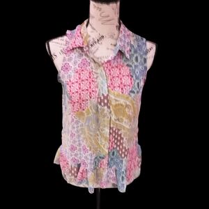 American Rag Colorful Sleeveless Button-Down Shirt
